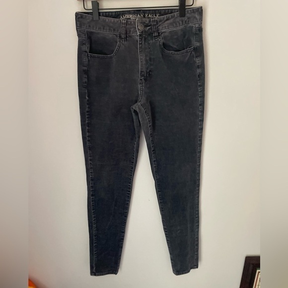 American Eagle Dark Gray Corduroy High Rise Jeggings Size 6 Long - Picture 1 of 9